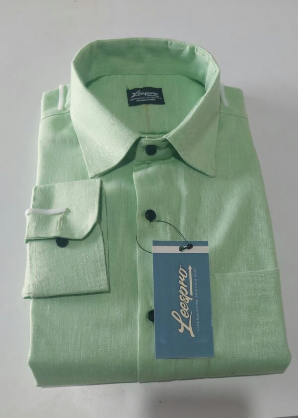 Men Green Slim Fit Solid Full Sleeves Formal Shirt - Image 3