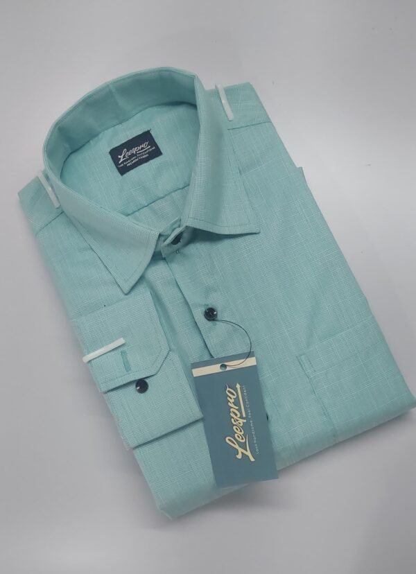 Men Light Green Slim Fit Solid Full Sleeves Formal Shirt - Image 2